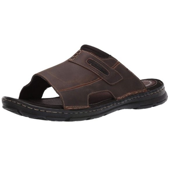 ROCKPORT Men's Brown Leather Slide Sandals 14 Wide - Picture 2 of 2